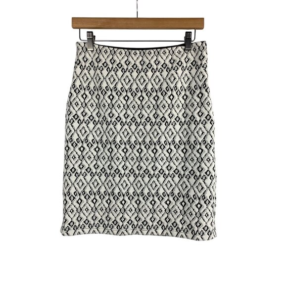 Lysse Womens Geometric Black & White Textured Skirt MP - Picture 1 of 5